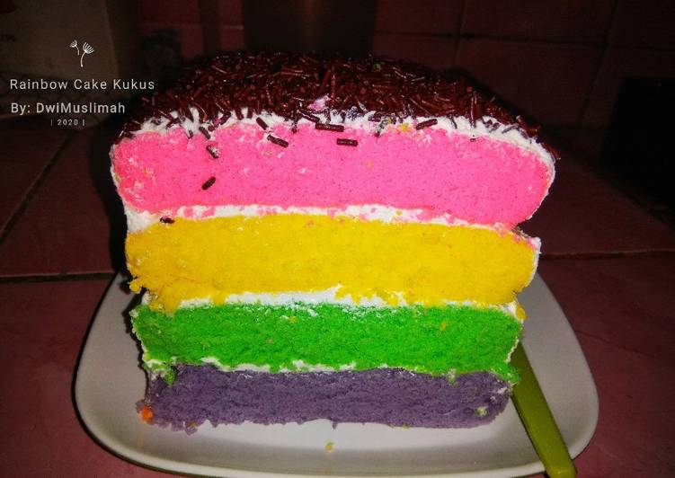 WAJIB DICOBA! Ternyata Ini Resep Rahasia Rainbow Cake (Kukus) Mudah Takaran Sendok Pasti Berhasil