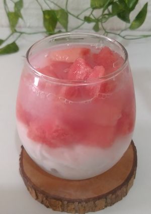 Foto resep Es Merah Putih tanpa gula, tanpa sirup