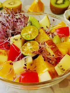紫高麗菜苗水果油醋沙拉 的食譜成品照片
