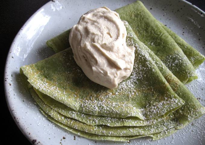 Matcha Crepes with Chestnut Cream