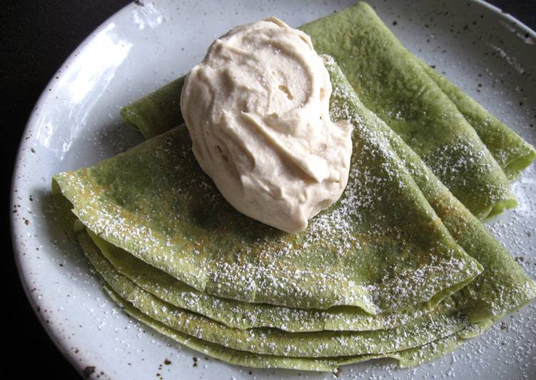 Matcha Crepes with Chestnut Cream