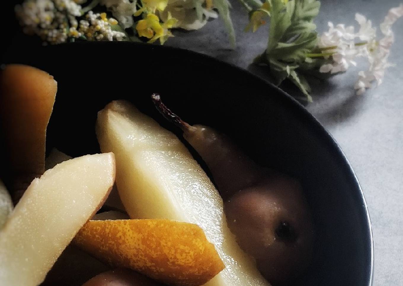 Poires pochées vapeur