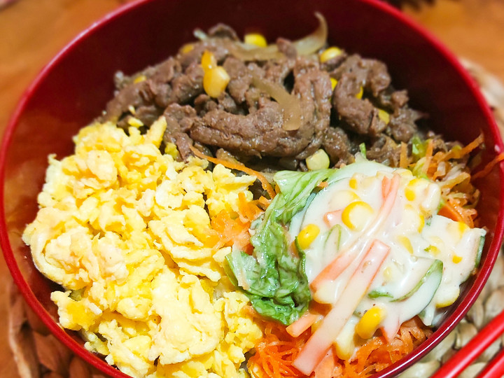 Langkah Mudah untuk Membuat 213. Rice Bowl With Bulgogi Kikkoman (Halal) Anti Gagal