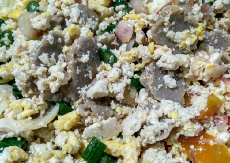 Cara Gampang meracik Orak-arik tahu telur (add kacang panjang + tempura), Menggugah Selera