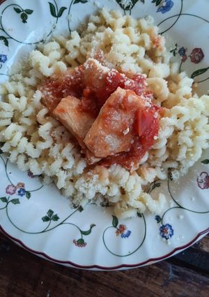 Una foto de Fideos con salsa roja