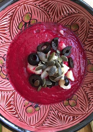 Una foto de Gazpacho de remolacha para morirse