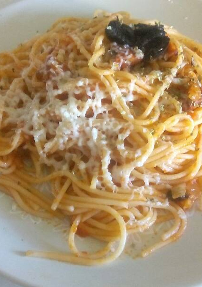 Una foto de Receta fácil espaguetis con chorizo