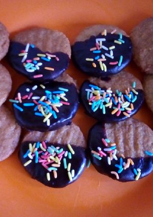 A picture of Simple cookies dipped in chocolate #cookie contest.