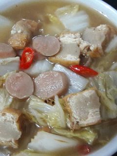 Foto resep Sawi putih cah sosis dan tahu bakso