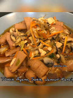 Foto resep Tumis Ayam, Sosis, Jamur Kancing