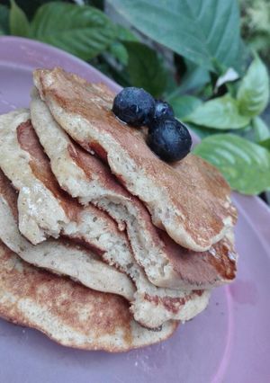 Una foto de Pancakes de banana saludable para un desayuno energético ❤👼