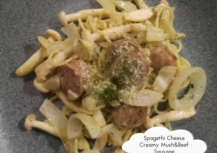 Spagethi Cheese Creamy Mush&amp;Beef Sausage (Fiber Creme)