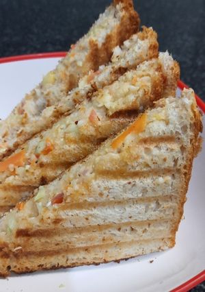A picture of Veggie cheese mayo sandwich.