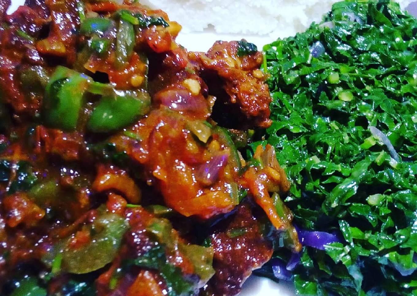 Pork, sukumawiki and ugali