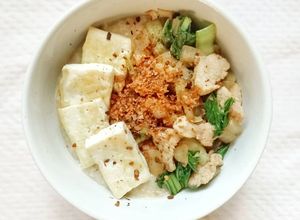 Foto resep Savory oat porridge - bubur ayam oat#307 kcal #menudiet