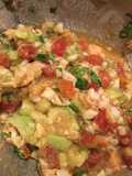 Shrimp ceviche and avocado tacos or dip