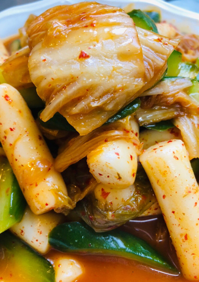 素食泡菜辣炒年糕 的食譜成品照片