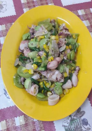Foto resep Tumis cumi asin bertabur jagung dan pete