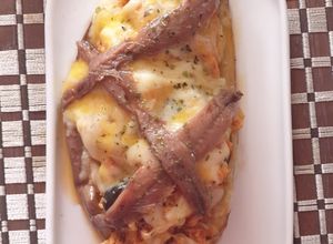 Foto principal de Berenjena rellenas de atún con quesos y roquefort