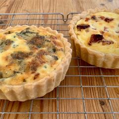 A picture of Stilton and Broccoli flanChorizo Char-grilled red pepper flan #baking.