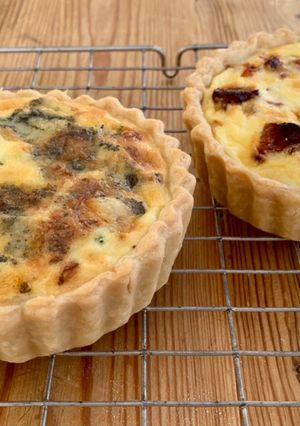 A picture of Stilton and Broccoli flanChorizo Char-grilled red pepper flan #baking.