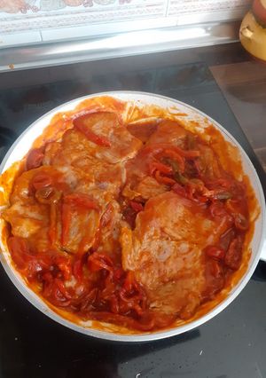 Foto principal de Cabezada con pimientos rojos asados