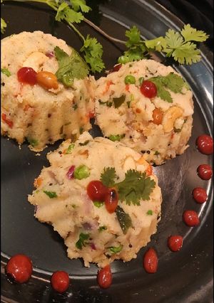 A picture of Upma veggie cakes.