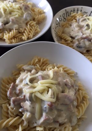 Gambar Cream Pasta with Smoked Duck and Mushrooms