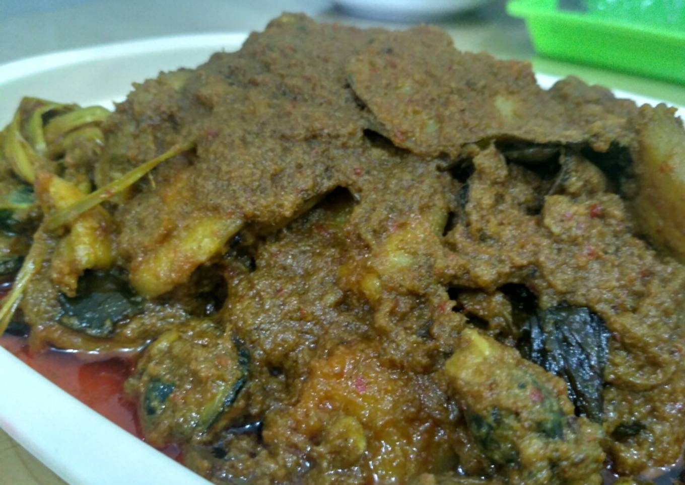 Rendang jengkol campur lokan