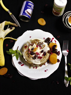 A picture of Banana Dry Fruits Pancakes.
