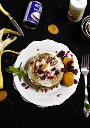 A picture of Banana Dry Fruits Pancakes.