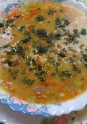 Una foto de Sopa de pollo y avena