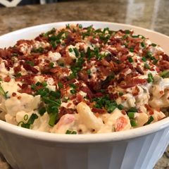 A picture of Pimento cheese pasta salad.