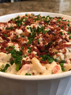 A picture of Pimento cheese pasta salad.