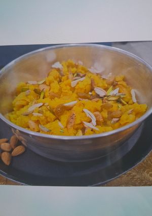 A picture of Apricot and Semolina Sweet Halwa.