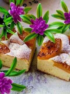 Fahéjas-túrós barackos süti 🍑🥧🫖 recept fotója