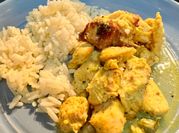 Una foto de pollo curry air fryer