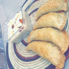 A picture of Baked meatpie and fruity oats.
