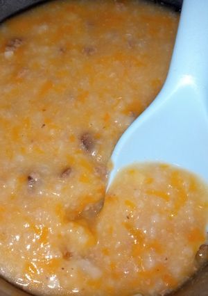Foto resep Bubur Tim Labu Kuning Hati Ayam Wortel 7m+