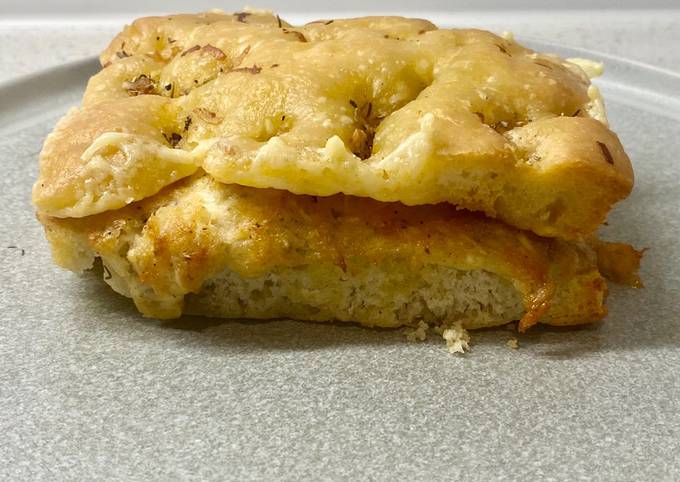 Mayo shredded chicken with melted cheese sandwich