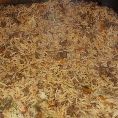 A picture of My burrito beef rice.