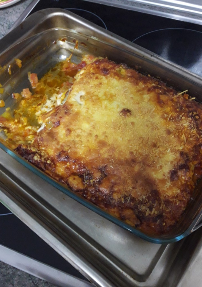 Una foto de Pastel de puerros gratinados