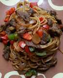 Beef blackpepper spaghetti (healthy diet food)