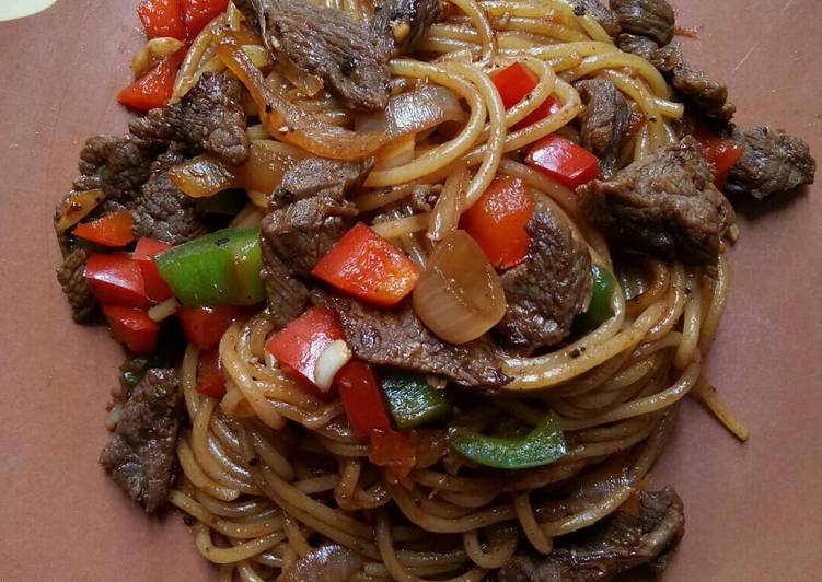Resep Beef blackpepper spaghetti (healthy diet food) Anti Gagal