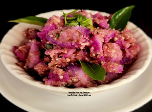 A picture of Stir Fry Purple Yam - Purple Kand Vrat Sabzi.