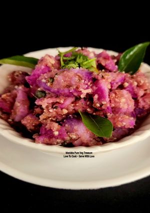 A picture of Stir Fry Purple Yam - Purple Kand Vrat Sabzi.