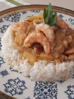 Una foto de Langostinos al curry