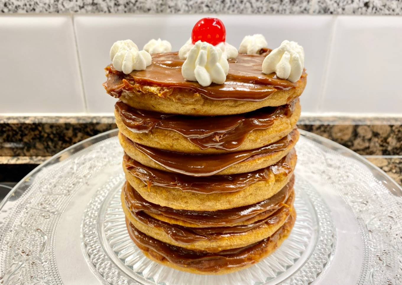 Tortitas de plátano y dulce de leche