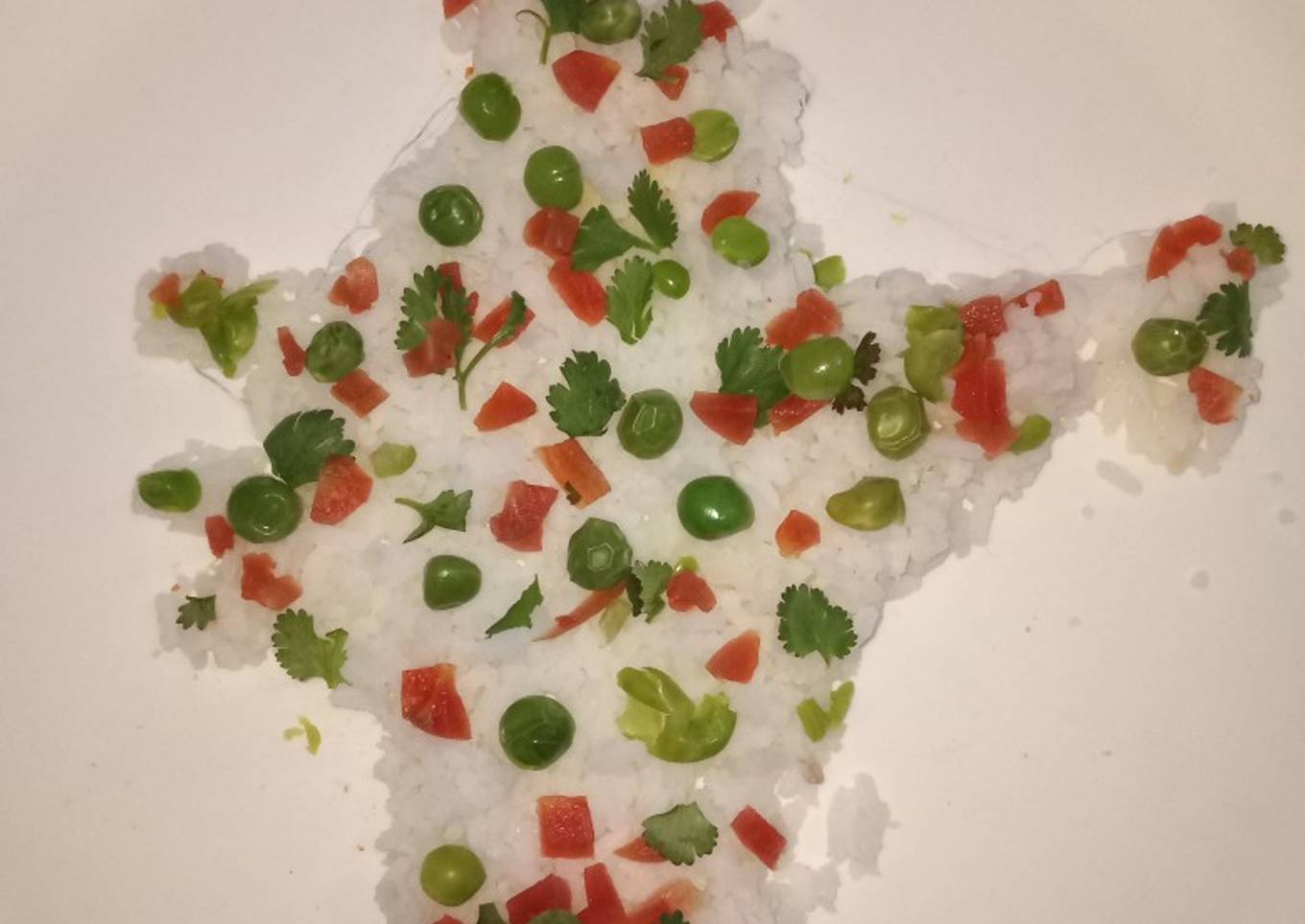 Boiled rice with veggies