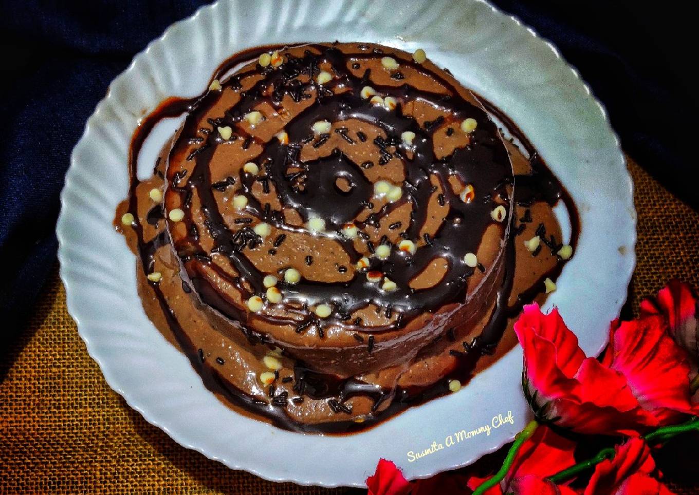 Chocolate Banana cake with chocolate custard